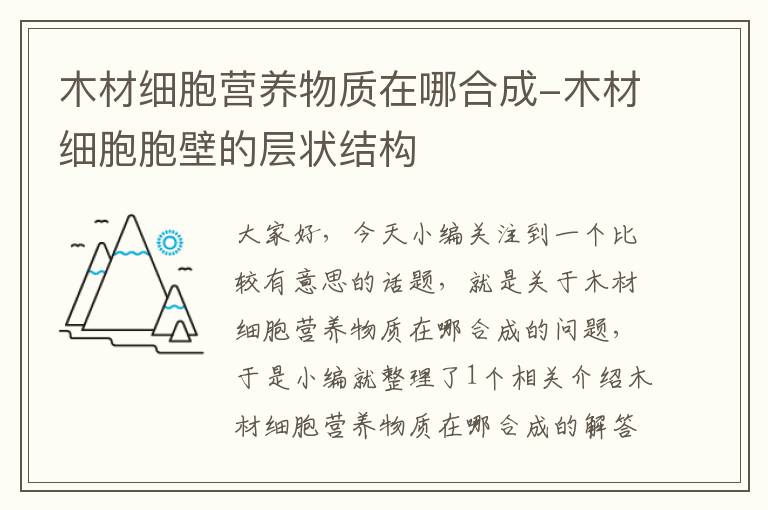 木材细胞营养物质在哪合成-木材细胞胞壁的层状结构